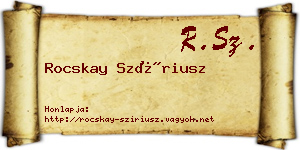 Rocskay Szíriusz névjegykártya